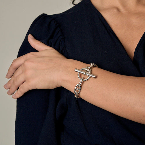 Bracelet HERMES -"Chaine d'ancre" Moyen modèle. Bracelet en argent 58 Facettes DV20023-1