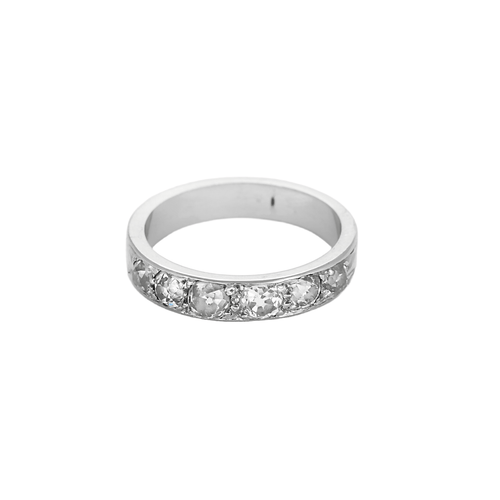 Alliance en or gris et diamants taille ancienne