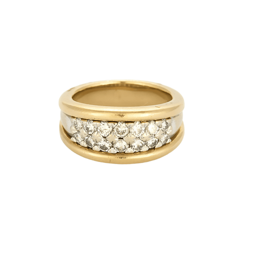 Bague 54 Bague bandeau en or jaune et or gris, diamants 58 Facettes DV21812-3-54-3