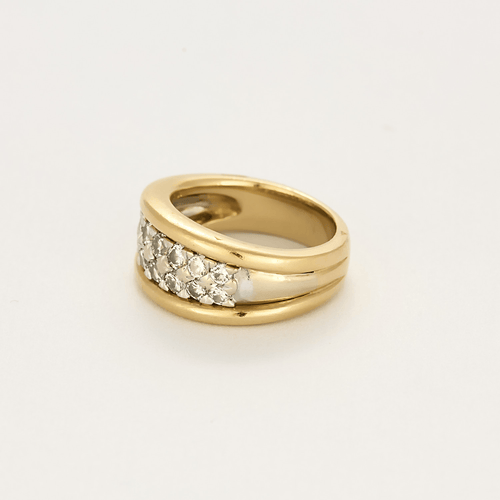 Bague 54 Bague bandeau en or jaune et or gris, diamants 58 Facettes DV21812-3-54-3
