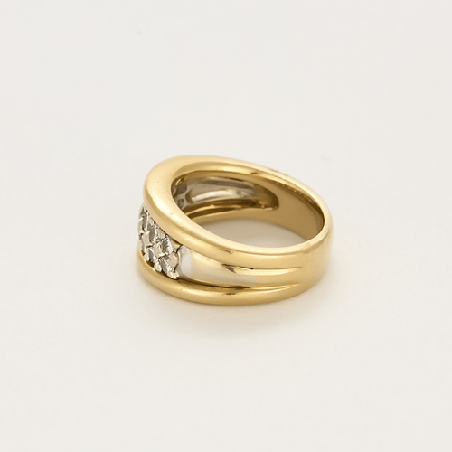 Bague 54 Bague bandeau en or jaune et or gris, diamants 58 Facettes DV21812-3-54-3