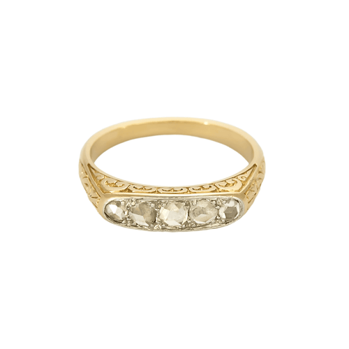 Bague 52 Bague jarretière en or jaune et diamants taillés en rose 58 Facettes DV21635-4