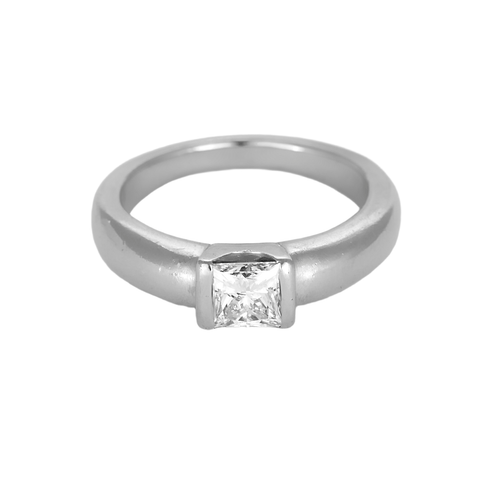 Bague 48 Bague solitaire en or gris et diamant princesse 58 Facettes DV11394-3-48-2