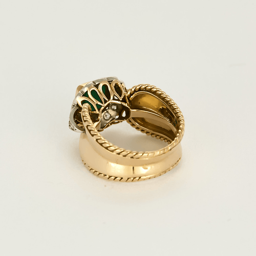 Bague 53 Bague en platine, or jaune, émeraude et diamants 58 Facettes DV21472-1
