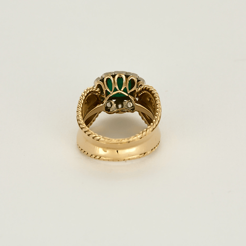 Bague 53 Bague en platine, or jaune, émeraude et diamants 58 Facettes DV21472-1