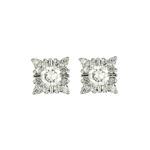 Paire de boutons d'oreilles en or gris 14K et diamants 58 Facettes DV11394-4