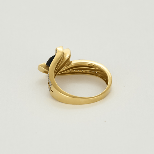 Bague 53 Bague moderniste en or, diamants et saphir 58 Facettes DV11394-2-53-2