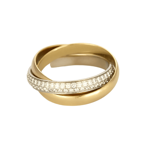 Cartier - Trinity - Bague petit modèle, semi-pavée en or de trois couleurs