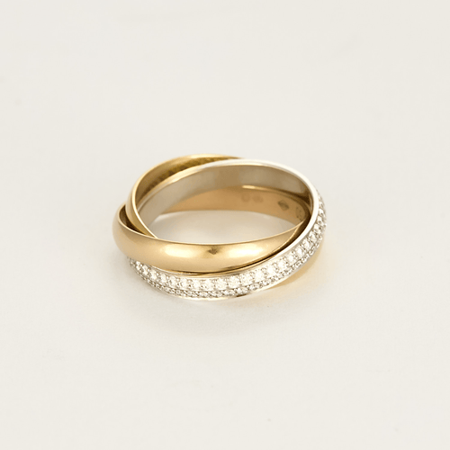 Cartier - Trinity - Bague petit modèle, semi-pavée en or de trois couleurs