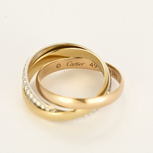 Cartier - Trinity - Bague petit modèle, semi-pavée en or de trois couleurs