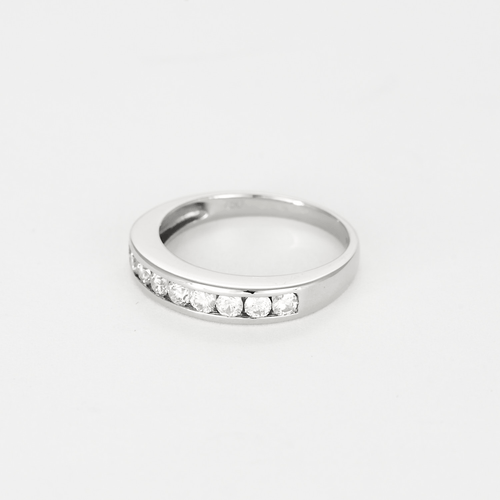 Bague 53 Demi Alliance en or blanc et diamants 58 Facettes DV21192-1-53-2