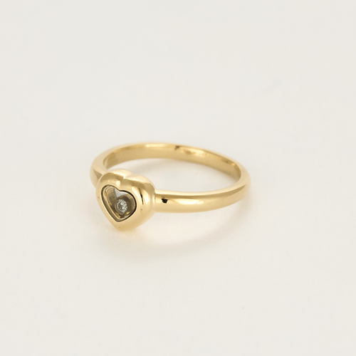 Bague 55 CHOPARD -  Happy diamonds - Bague coeur en or jaune et diamants 58 Facettes DV21885-4