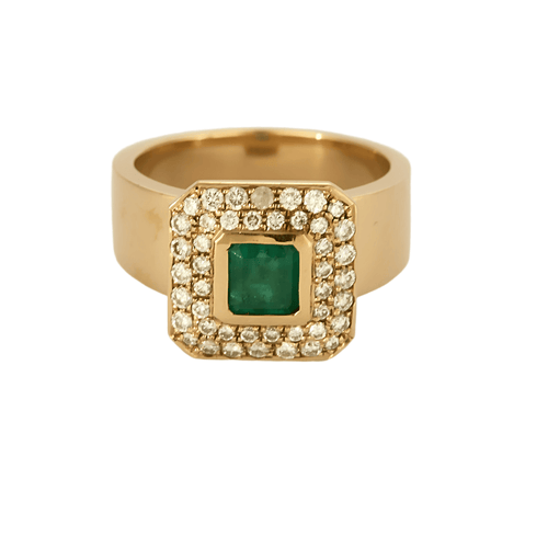 Bague 51 Bague en or jaune émeraude et diamants 58 Facettes DV0421-3