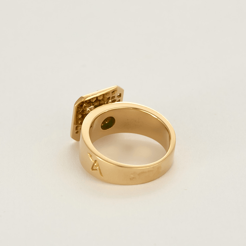 Bague 51 Bague en or jaune émeraude et diamants 58 Facettes DV0421-3