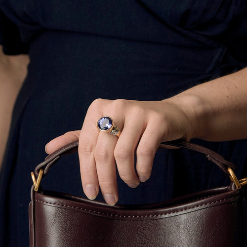 Bague 57 Bague en or jaune et or gris, tanzanite et diamants 58 Facettes DV0834-10