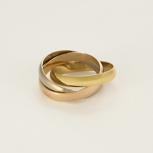 Bague 52 CARTIER- MUST - Trinity - Bague trois anneaux en or de trois couleurs. 58 Facettes DV17546-2