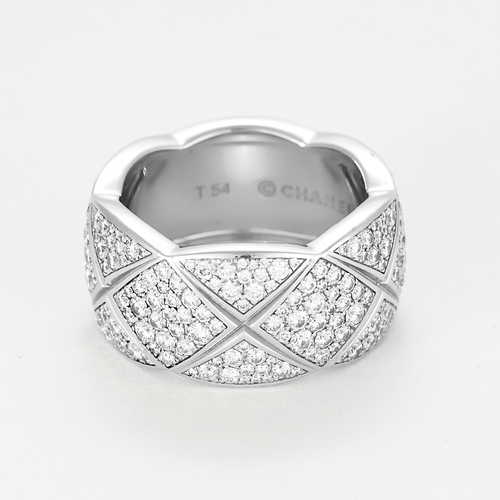 Bague 54 CHANEL- Coco Crush . Large Modèle. Bague en or gris et diamants 58 Facettes DDV21138-3-54-24