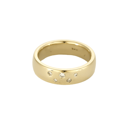Bague 51 Large alliance en or jaune et diamants 58 Facettes DV20246-1