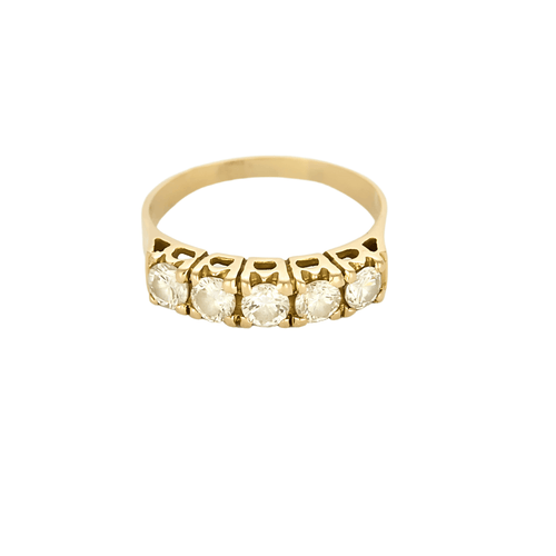 Bague 51 Demie alliance en or jaune et diamants 58 Facettes DV10000-2-51-2
