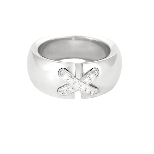 Bague 54 CHAUMET - Bague double lien en or gris et diamants 58 Facettes DDV0975-6
