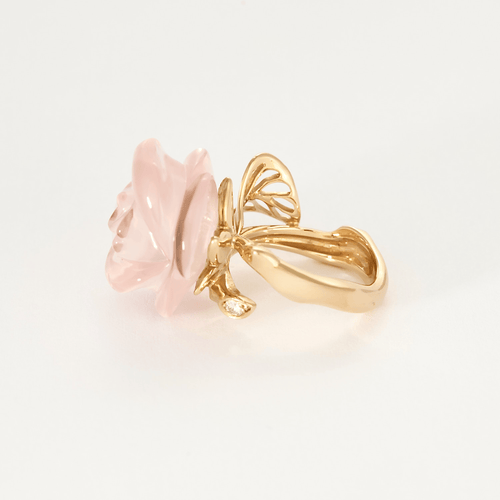Bague 46 Dior  "Pré Catelan", Dior en or rose, quartz rose, diamant. Victoire de Castellane 58 Facettes DDV22149-3