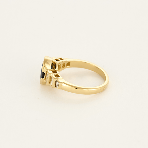 Bague 53 Bague en or jaune, saphir et diamants 58 Facettes DV0665-9-53-2