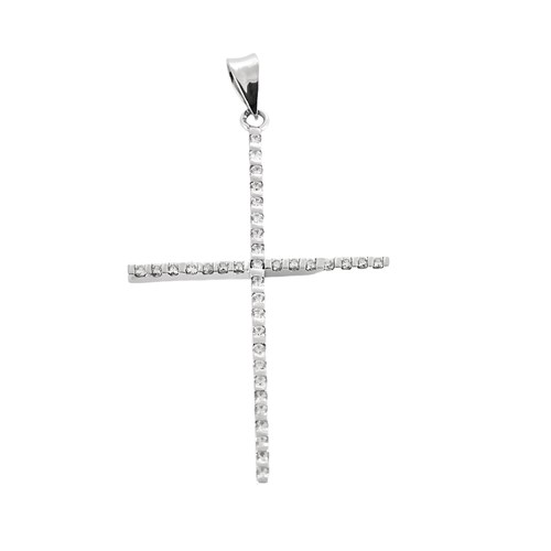 Pendentif Pendentif "Croix" en or gris et diamants 58 Facettes DV22972-14