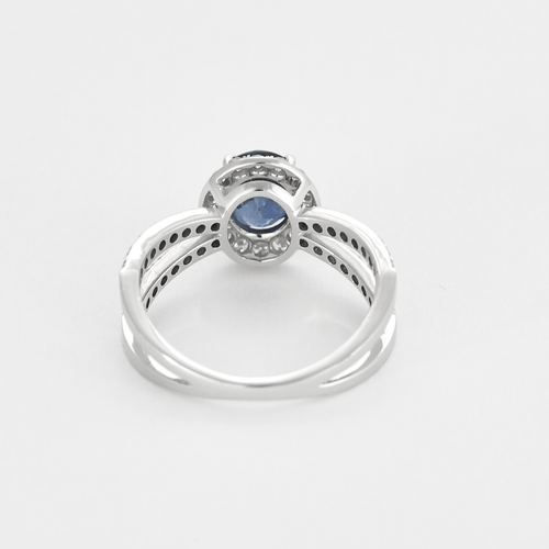 Bague 53 Bague en or gris 14K, saphir et diamants 58 Facettes DV23194-1-53-2