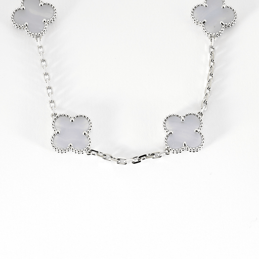 Collier Van Cleef & Arpels -Vintage Alhambra 10 motifs - Collier en or gris et calcédoine 58 Facettes DV0830-32