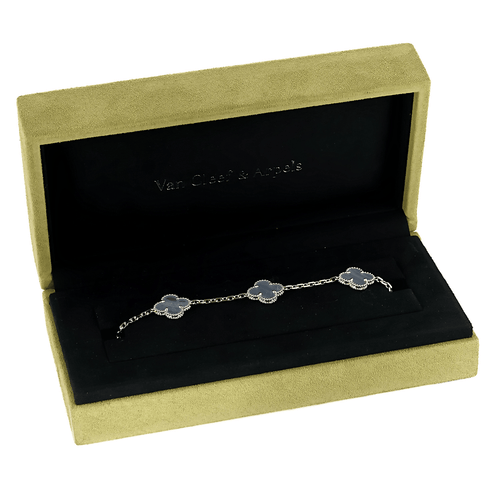 Bracelet Van Cleef &Arpels -Vintage Alhambra- Bracelet en or gris et calcédoine 58 Facettes DV0830-33