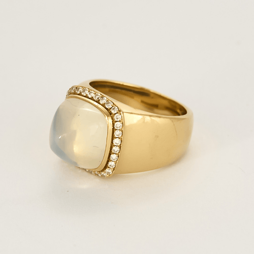 Bague 50 FRED - Pain de sucre - Bague en or jaune quartz milky et diamants. Petit Modèle. 58 Facettes DV23316-1-50-2