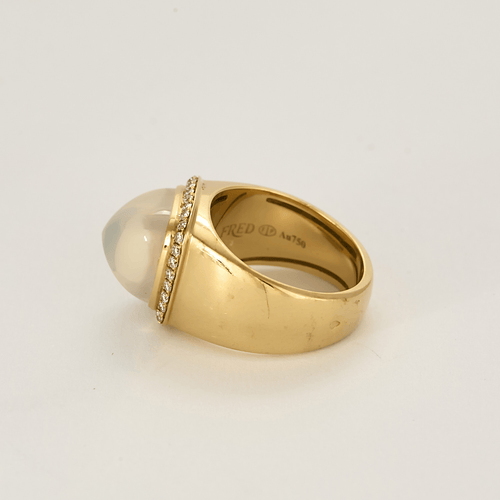Bague 50 FRED - Pain de sucre - Bague en or jaune quartz milky et diamants. Petit Modèle. 58 Facettes DV23316-1-50-2