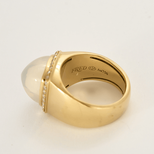 Bague 50 FRED - Pain de sucre - Bague en or jaune quartz milky et diamants. Petit Modèle. 58 Facettes DV23316-1-50-2