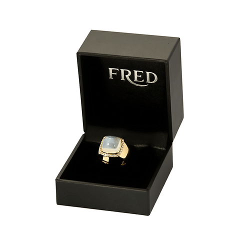 Bague 50 FRED - Pain de sucre - Bague en or jaune quartz milky et diamants. Petit Modèle. 58 Facettes DV23316-1-50-2