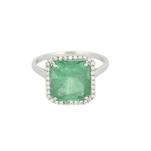 Bague 55 Bague en or gris émeraude et diamants 58 Facettes DV11451-15