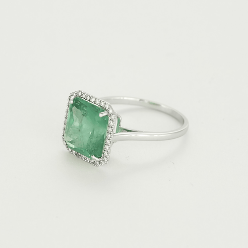 Bague 55 Bague en or gris émeraude et diamants 58 Facettes DV11451-15