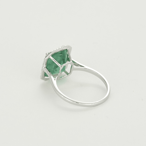 Bague 55 Bague en or gris émeraude et diamants 58 Facettes DV11451-15