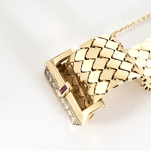 Bracelet Elegant Bracelet ruban or jaune, diamants et rubis 58 Facettes DV22972-13