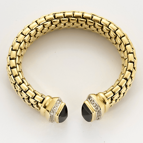 Bracelet Bracelet semi rigide en or jaune, onyx et diamants 58 Facettes DV22972-15