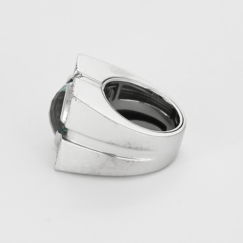 Bague 52 VERSACE - Importante Bague chevalière en or gris, topaze et diamants 58 Facettes DV22972-6-52-1