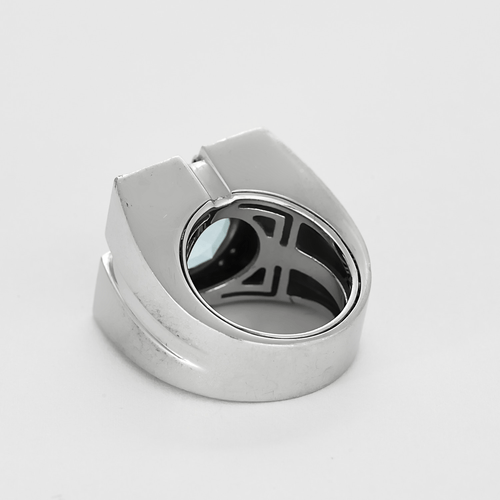 Bague 52 VERSACE - Importante Bague chevalière en or gris, topaze et diamants 58 Facettes DV22972-6-52-1