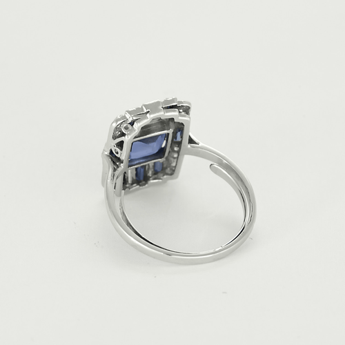 Bague 55 Bague style Art Déco en platine, diamants et saphirs 58 Facettes DV23667-1-DV0882-1