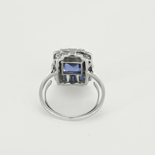 Bague 55 Bague style Art Déco en platine, diamants et saphirs 58 Facettes DV23667-1-DV0882-1