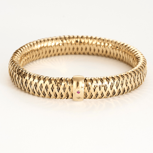 Bracelet ROBERTO COIN - Bracelet souple en or rose et rubis de synthèse 58 Facettes DV22972-16