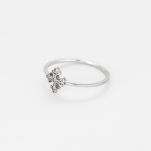 STONE - Bague "Croix" en or gris et diamants