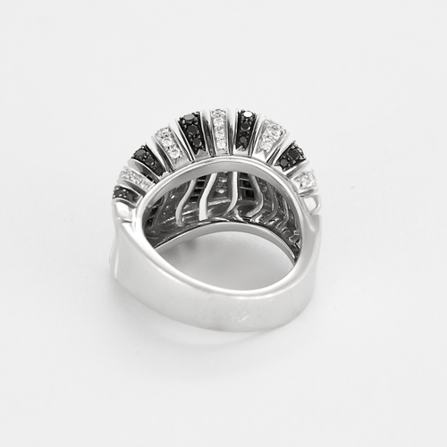 52 Bague moderniste en or gris diamants noirs et blancs 58 Facettes DDV23962-1-52-1