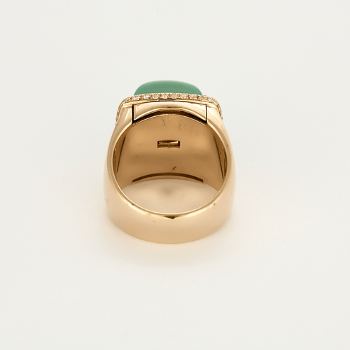 Bague 55 FRED - Pain de sucre - Bague en or jaune et diamants, cabochon de chrysoprase interchangeable 58 Facettes DV21289-3-DV0882-1