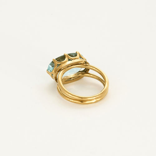 Bague 45 Bague en or jaune et aigue marine facettée 58 Facettes DV23466-4-45-3