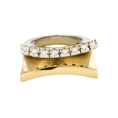 Bague 56 Bague moderniste en or deux tons et diamants 58 Facettes DV22972-7-56-3