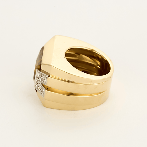 Bague 51 VERSACE - Bague chevalière deux ors, citrine et diamants 58 Facettes DV22972-2-51-2
